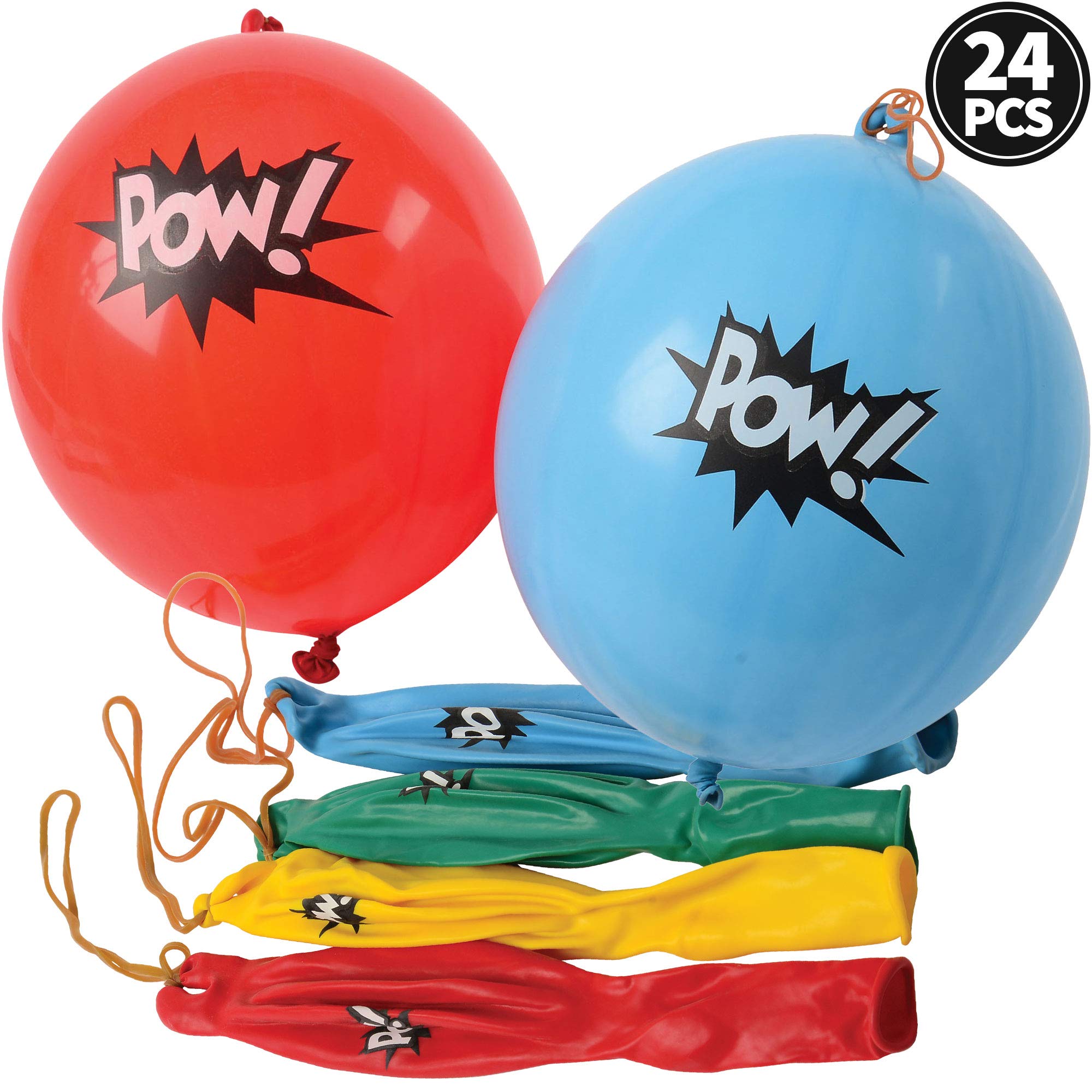 Superhero Punch Balloons - Pack of 24 Bulk, Large Punching Balloons for Kids, Inflatable Punch Balls for Carnival Prizes, Goodie Bag Stuffers for Kids, Superhero Theme Birthday Party Favors Toys